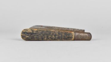 A Fairburn and Sykes Vintage Horn Handled Single Blade Folding Pocket Knife with Inscription EF