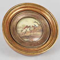 A Framed Miniature Oil, Hunting Scene with Huntsman and Hounds, Signed Holt, Subject 6.2 cms
