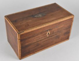 A 19th Century Mahogany and Yew Banded Box, Complete with Key, 31x16x16cms High