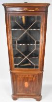 An Edwardian Mahogany Sheraton Revival Free Standing Corner Cupboard With Moulded Corners with