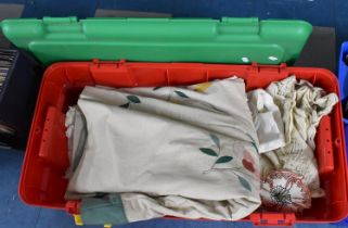 A Box of Various Vintage Textiles, Linens etc