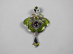 A Reproduction Sterling Silver and Enamelled Art Nouveau Pendant of Organic Form