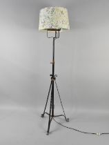 A Late Victorian/Edwardian Wrought Iron Telescopic Standard Oil Lamp Stand, Converted to Electricity