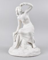A Late 19th Century Classical Parian Study of Nude Woman with Serpent in Hand, 22cms High