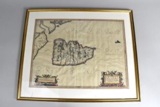 A Framed 17th Century Map of The Isle of Arran After Timothy Pont, 'Arania', Subject 52x39cms