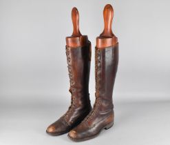 A Pair of WWI Officers Leather Boots with Trees