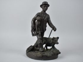 A Heredities Bronzed Resin Group, Shepherd with Lamb and Dog, 20cms High