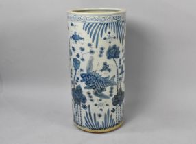 A Reproduction Chinese Blue and White Porcelain Stick Stand, 59cms Wide