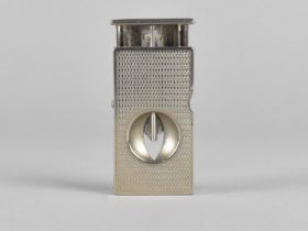 An Early/ Mid 20th Century Silver Plated Cigar Cutter with Engine Turned Decoration, 6cms High