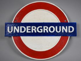 A Reproduction Painted Cast Metal Plaque for London Underground, 30cms Wide