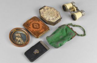 A Collection of Various Curios to comprise Miniature Print of Mary and Jesus, Opera Glasses,