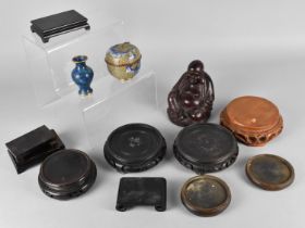A Collection of Various Oriental Stands, Cloisonne, Resin Buddha Etc
