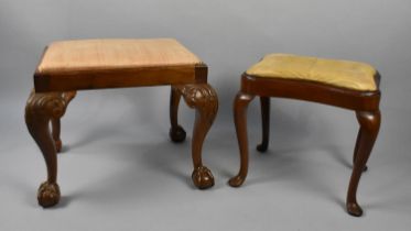 A 19th century Mahogany Dressing Stool having Acanthus Cabriole Extending to Ball and Claw Feet