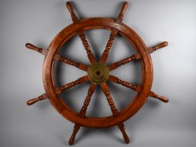 A Reproduction Brass Mounted Full Size Ships Wheel, 90cm Diameter