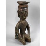 A Reproduction Benin Bronze Figure, 31cms High