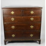 A 19th Century Oak Chest of Three Long and Two Short Drawers on Bracket Feet, 105x53x105cms High