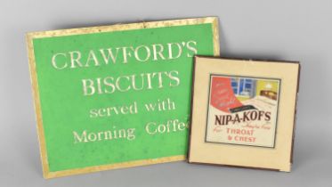 A Vintage Advertising Sign for Crawford's Biscuits together with a Further Advertising for Nip-A-