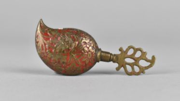 An Indian Red Enamel on Brass Perfume Bottle, 7cms Long