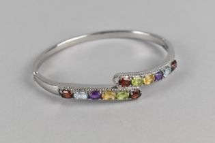 A Silver and Semi-Precious Stone Bangle to include Citrine, Garnet, Amethyst Etc