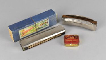 Two Vintage Harmonicas, Three Little Boys and The Nightingale together with a Embassy Tin of