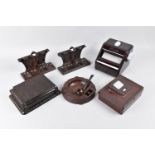 A Collection of Various Bakelite Desk Top Items to comprise The Tie Master, Cigarette Boxes, Ashtray