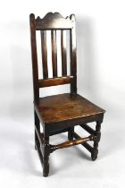 An 18th Century Peg Jointed Chair with Slatted Back and Turned Supports, Condition Issues