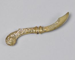 A Cast Brass Ornate Study of a Dagger, 15cms Long