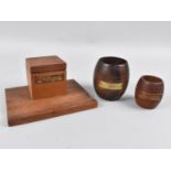 Three Pieces of HMS Teak to comprise Two Match Holders, One with Plaque Inscribed From The Teak of