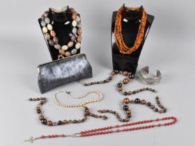 A Collection of Various Vintage Jewellery to comprise Amber Chip Necklace, Beaded Necklaces, Heavy