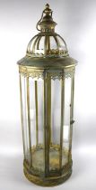 A Large Patinated Metal Lantern, 57cms High