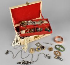 A Vintage Jewellery Box and Contents to include Necklaces, Earrings Etc