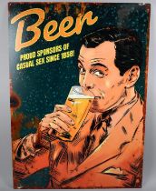 A Reproduction Printed Metal Sign for Beer, 70x50cms