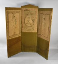 A Victorian Fabric Three Panel Screen with Printed Panels Depicting Cherubs, Each Panel Measures