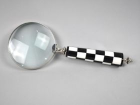 A Large Desktop Magnifying Glass with Hexagonal Chequered Handle, 27cms Long