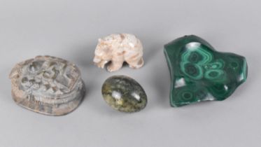 A Collection of Various Turned and Carved Stone Items to include Carved Stone Study of Bear with
