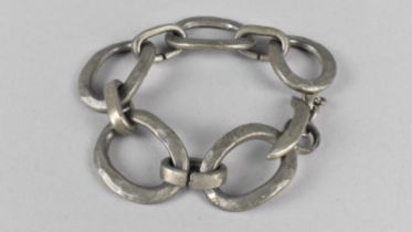 A Danish Bent Knudsen Hand Beaten Modernist Link Bracelet, Signed to One Link