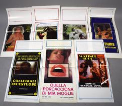 Seven Various Vintage Erotic Italian Cinema Posters