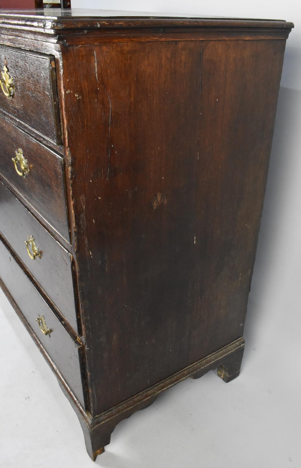 A 19th Century Oak Chest of Three Long and Two Short Drawers on Bracket Feet, 105x53x105cms High - Image 4 of 5