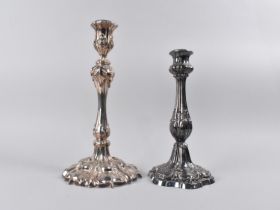 An Elkington and Co Silver Plated Candlestick with Acanthus Decoration, 29.5cs High together with