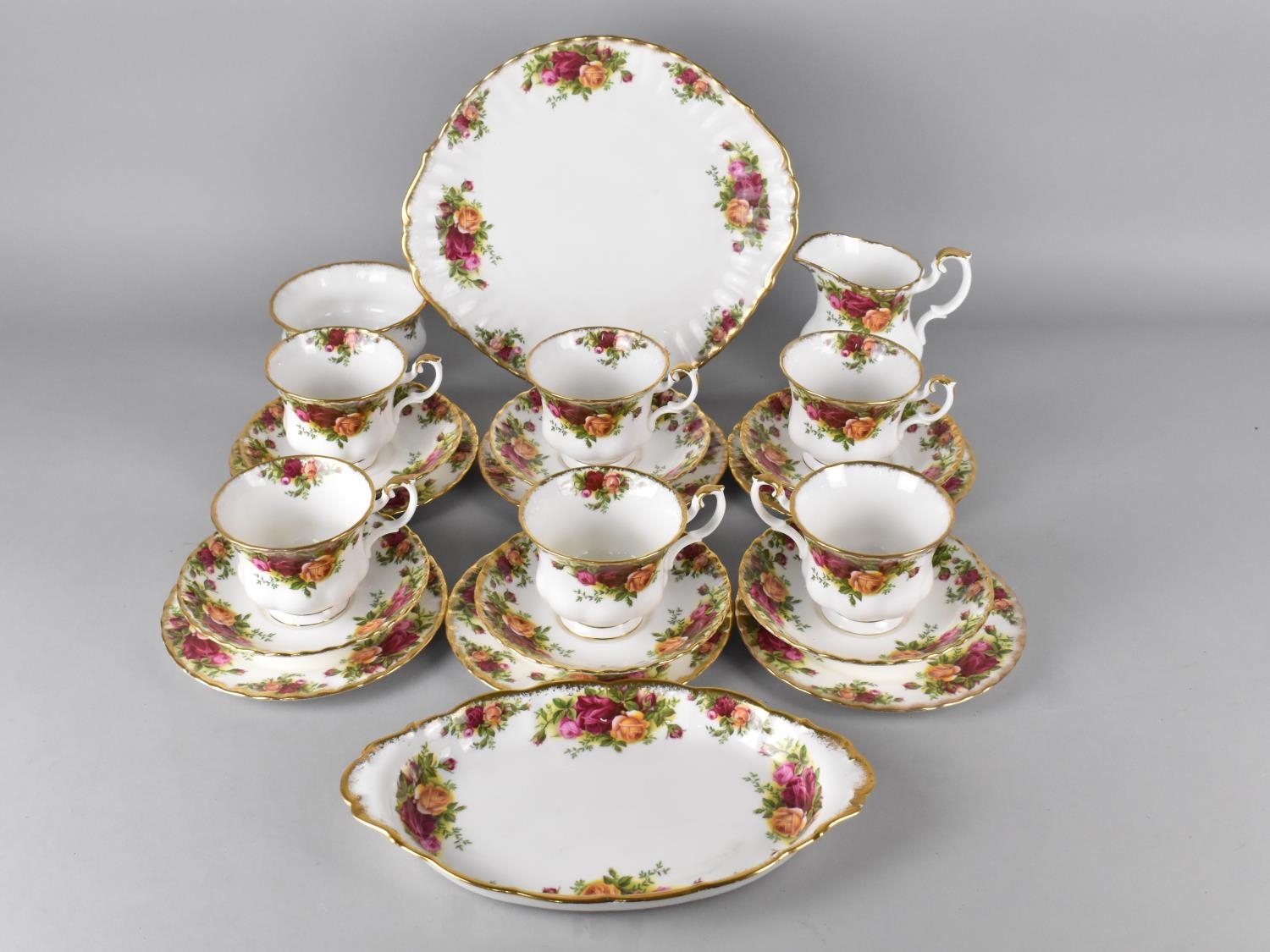 A Royal Albert Old Country Roses Tea Set to comprise Six Cups, Saucers and Side Plates, Cake