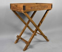 A Reproduction Butlers Tray on Stand Inscribed for Moet and Chandon and Veuve Clicquot Champagne,