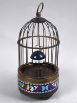 A Reproduction Enamel and Brass Automaton Clock, 21.5cms High Max