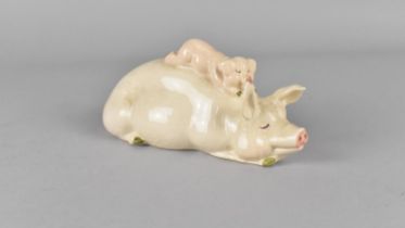 A Beswick Study of Recumbent Pig and Piglet, 16cms Wide