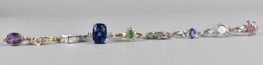 A Collection of Various Silver and Coloured Stone Rings to include Amethyst, Opal Etc