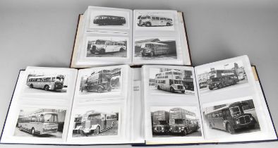 Three Photo Albums Containing Black and White Photos of Busses Etc