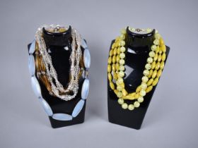 Five Various Vintage Glass Bead Necklaces