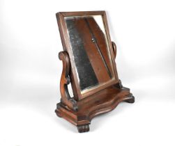 A Victorian Mahogany Framed Dressing Table Mirror on Shaped Plinth Stepped Base, 56cms High