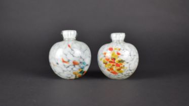 A Pair of Mdina Glass Vases of Globular Bottle form, 9cms High