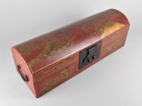 A Modern Chinese Dome Top Box of Rectangular Form decorated with Chinoiserie Scene of River