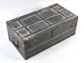 A Late 19th Century Metal Bound Canvas Covered Travelling Trunk, 72cms Wide